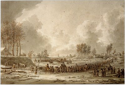 Die französische Armee überquert die gefrorene Waal, 1795 von J.A. Langendijk